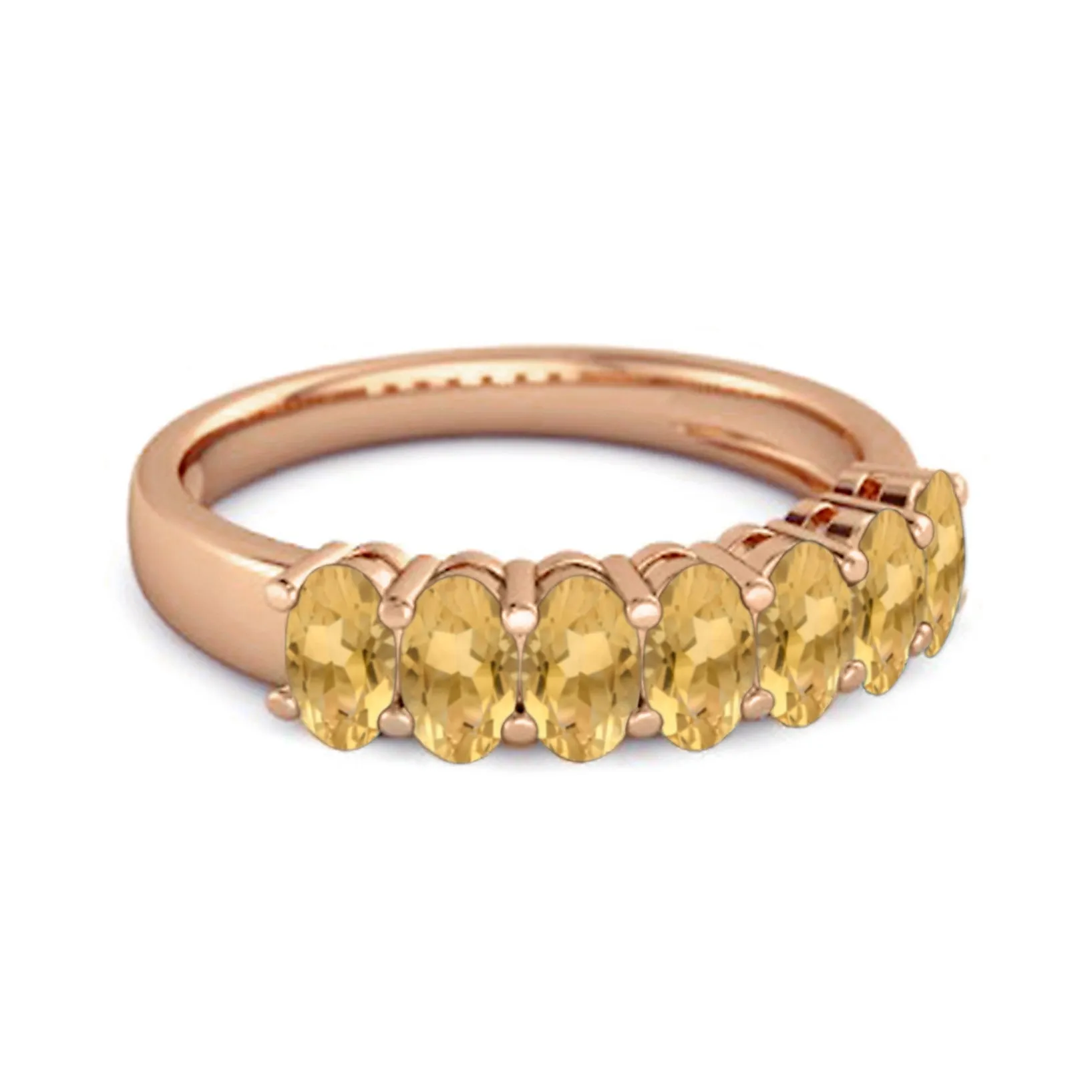Seven Stone Citrine Half Eternity 925 Sterling Silver Ring