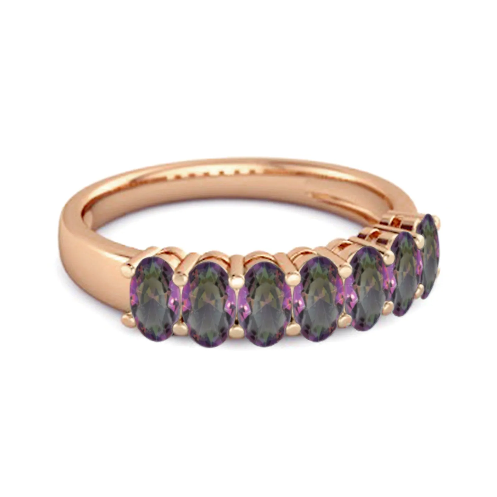 Seven Stone Mystic Topaz Half Eternity 925 Sterling Silver Ring