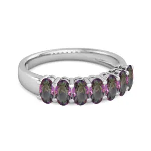 Seven Stone Mystic Topaz Half Eternity 925 Sterling Silver Ring