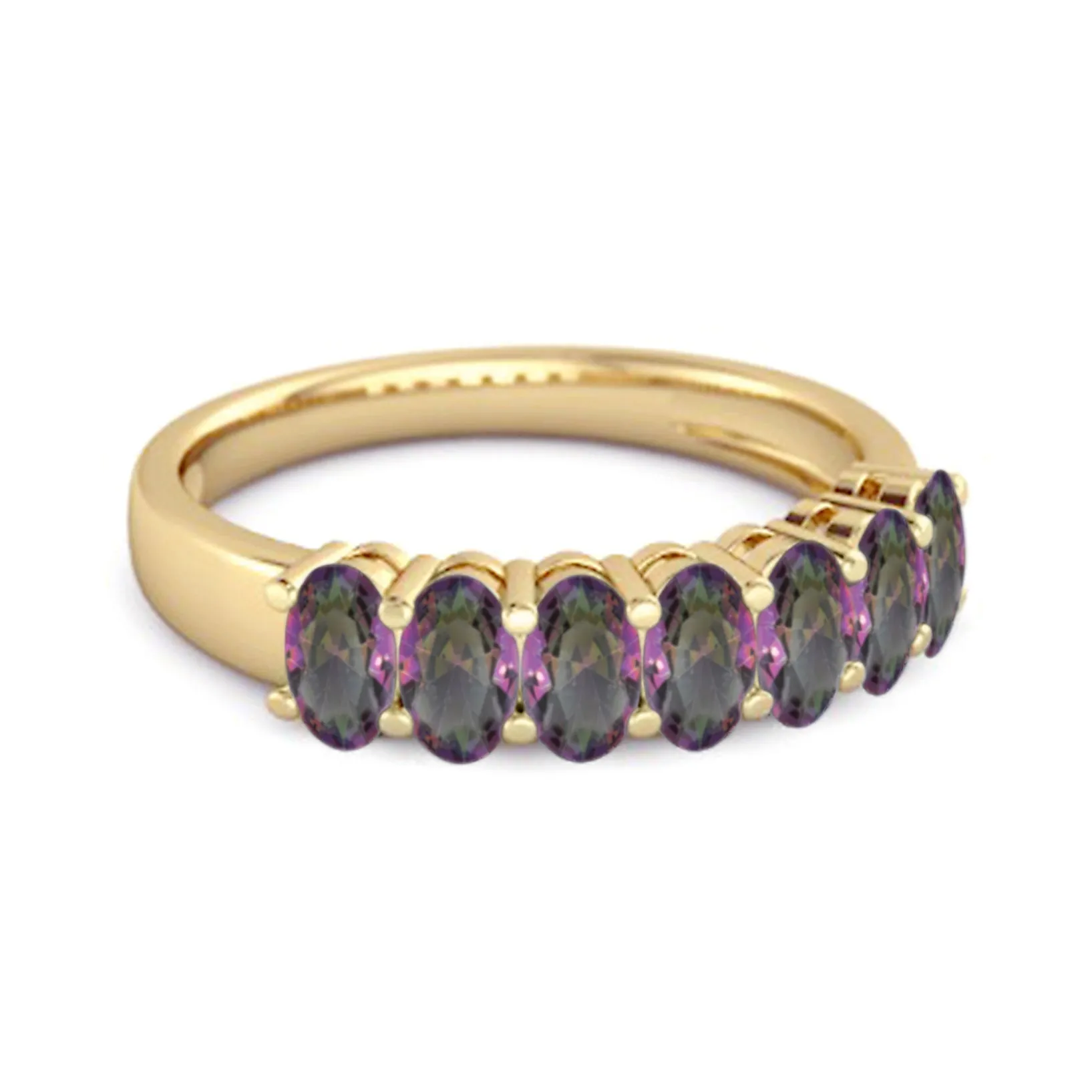 Seven Stone Mystic Topaz Half Eternity 925 Sterling Silver Ring