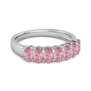 Seven Stone Pink Zirconia Half Eternity 925 Sterling Silver Ring