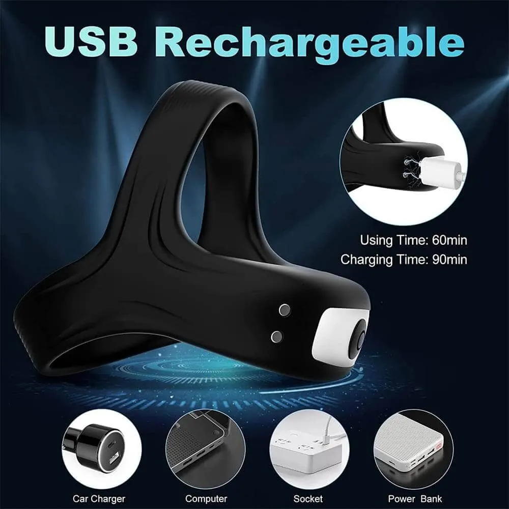 Silicone Rechargeable Triple Cock Cage Vibrating Cock Ring