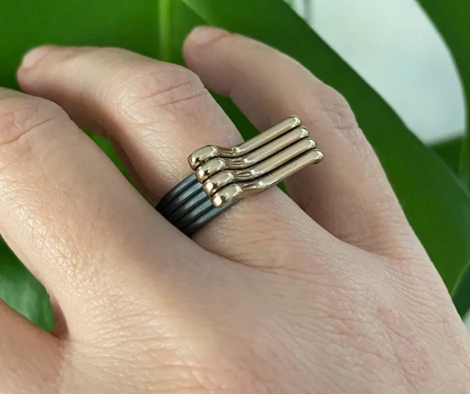 Silver and Bronze Ring - Size 7