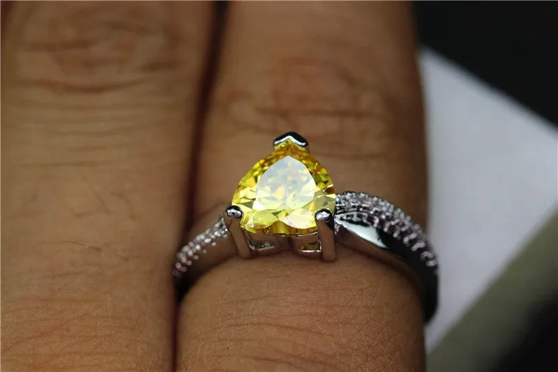 Silver Plated Rainbow Heart Cubic Zirconia Ring