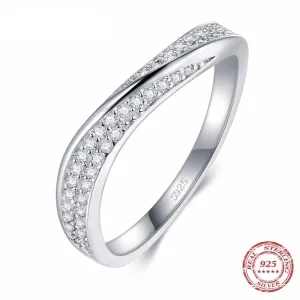 Silver Stackable Finger Ring 925 Sterling Zircon Party Jewelry For Women