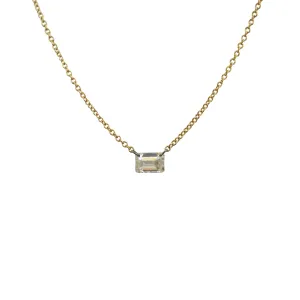 Single "Floating" Emerald Cut Diamond Necklace