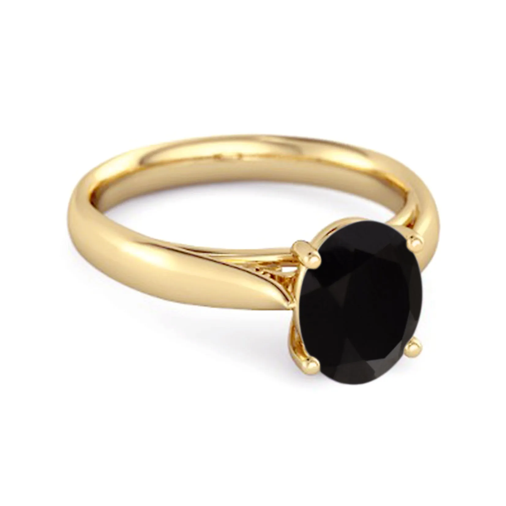 Single Stone 1.50 Ctw Black Spinel 925 Sterling Silver Stackable Ring