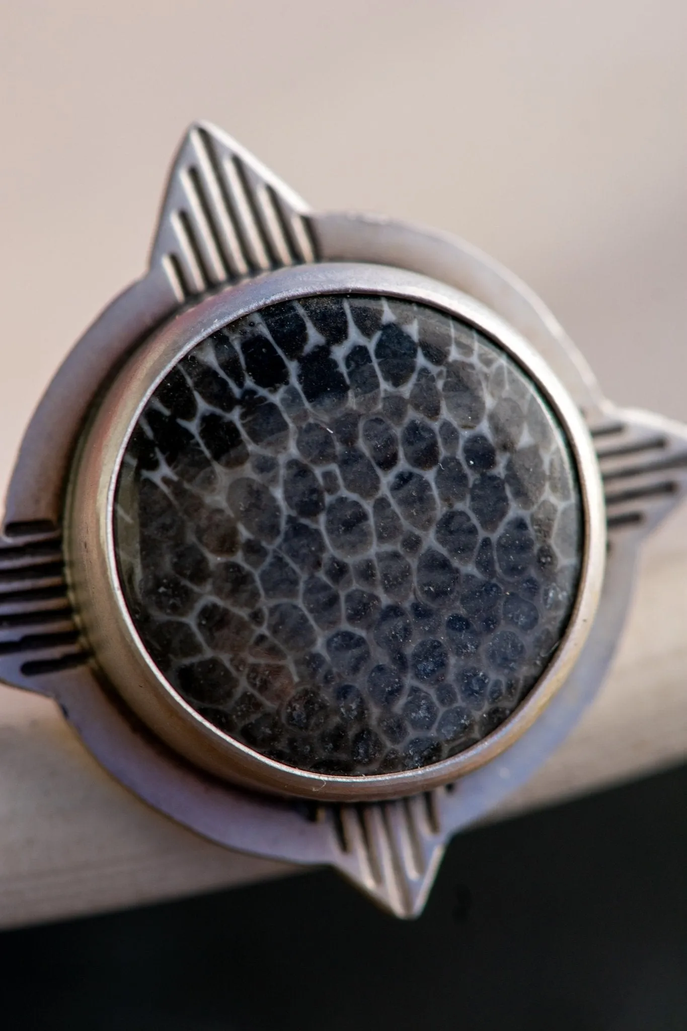 SISTER FOSSILIZED CORAL RINGS