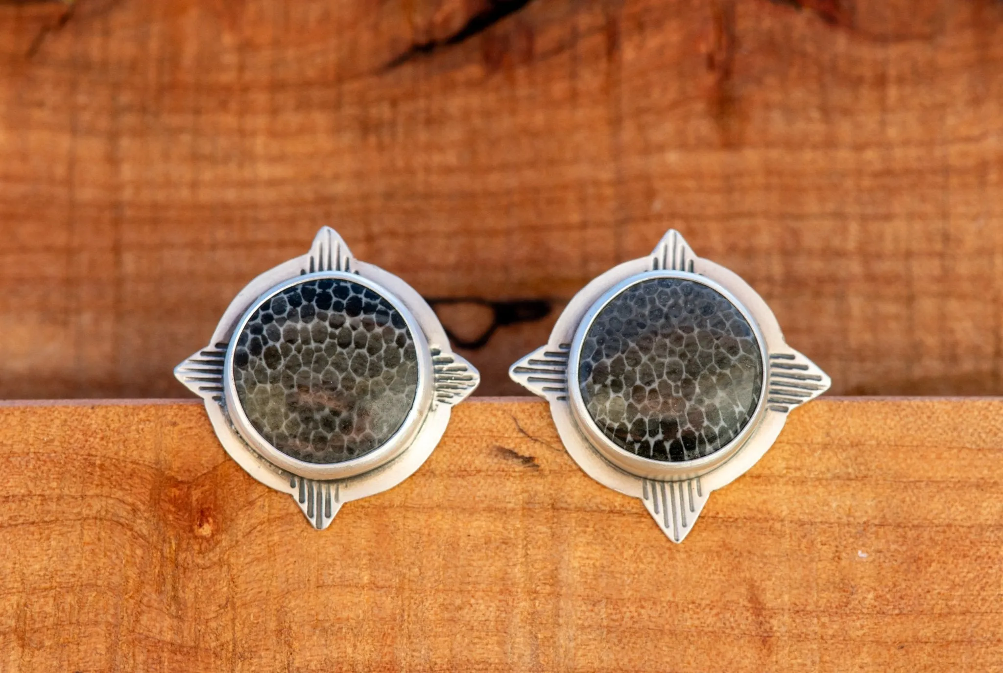 SISTER FOSSILIZED CORAL RINGS