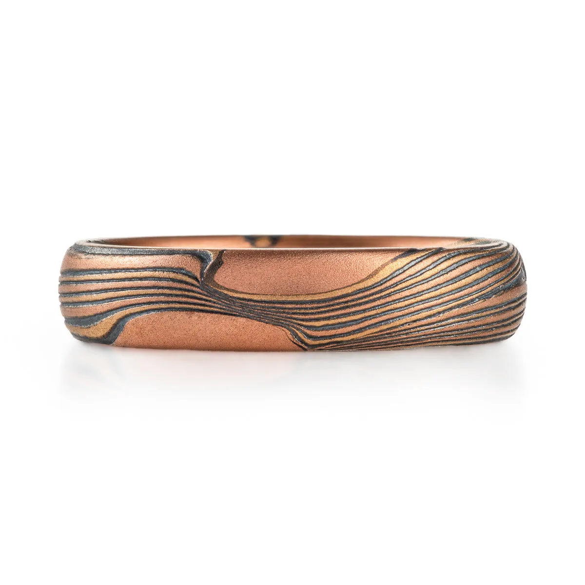 Smoldering Flow Pattern Ring with Red Gold Knots