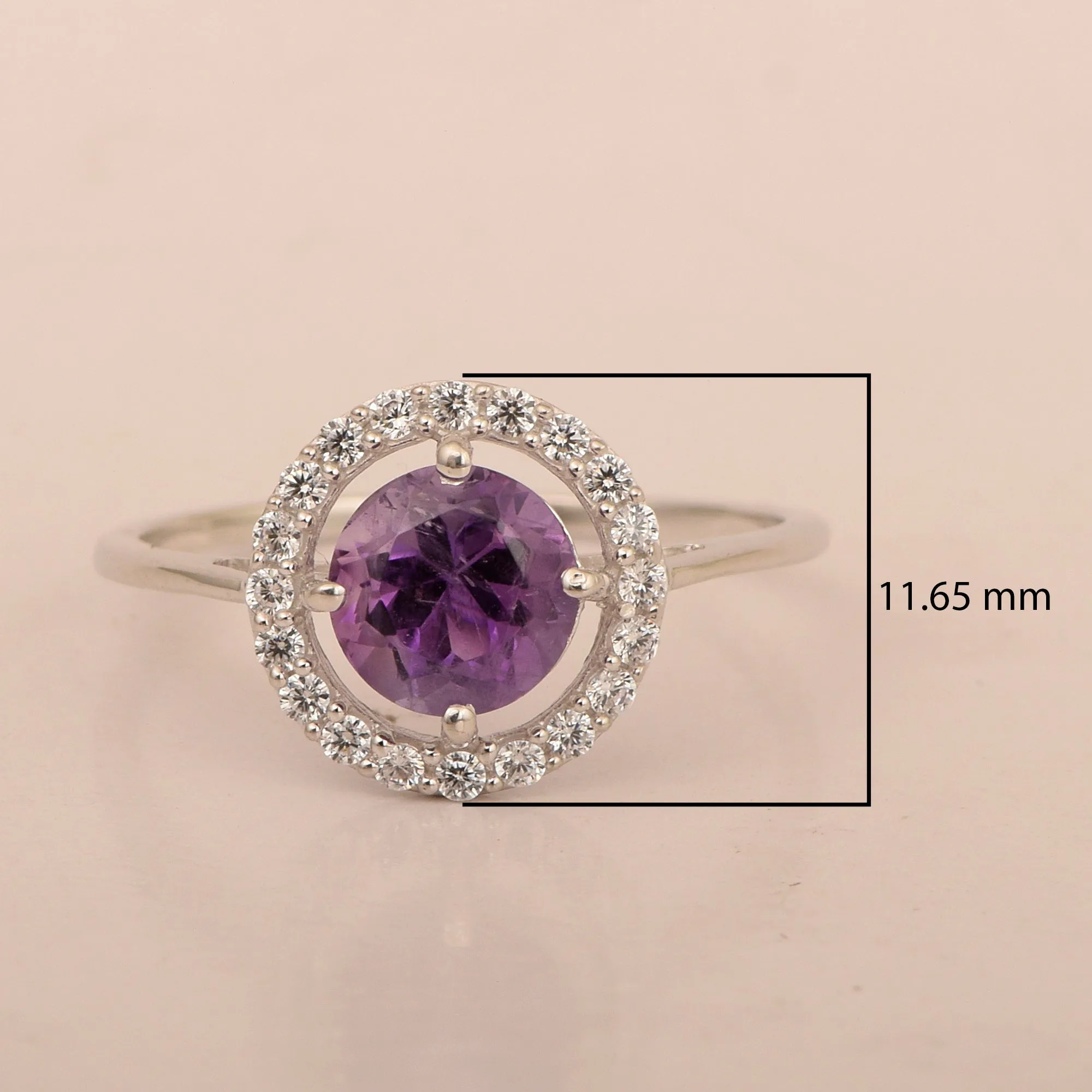 Solid 925 Sterling Silver Oval Cut 1 Ctw Solitaire Amethyst Engagement Ring