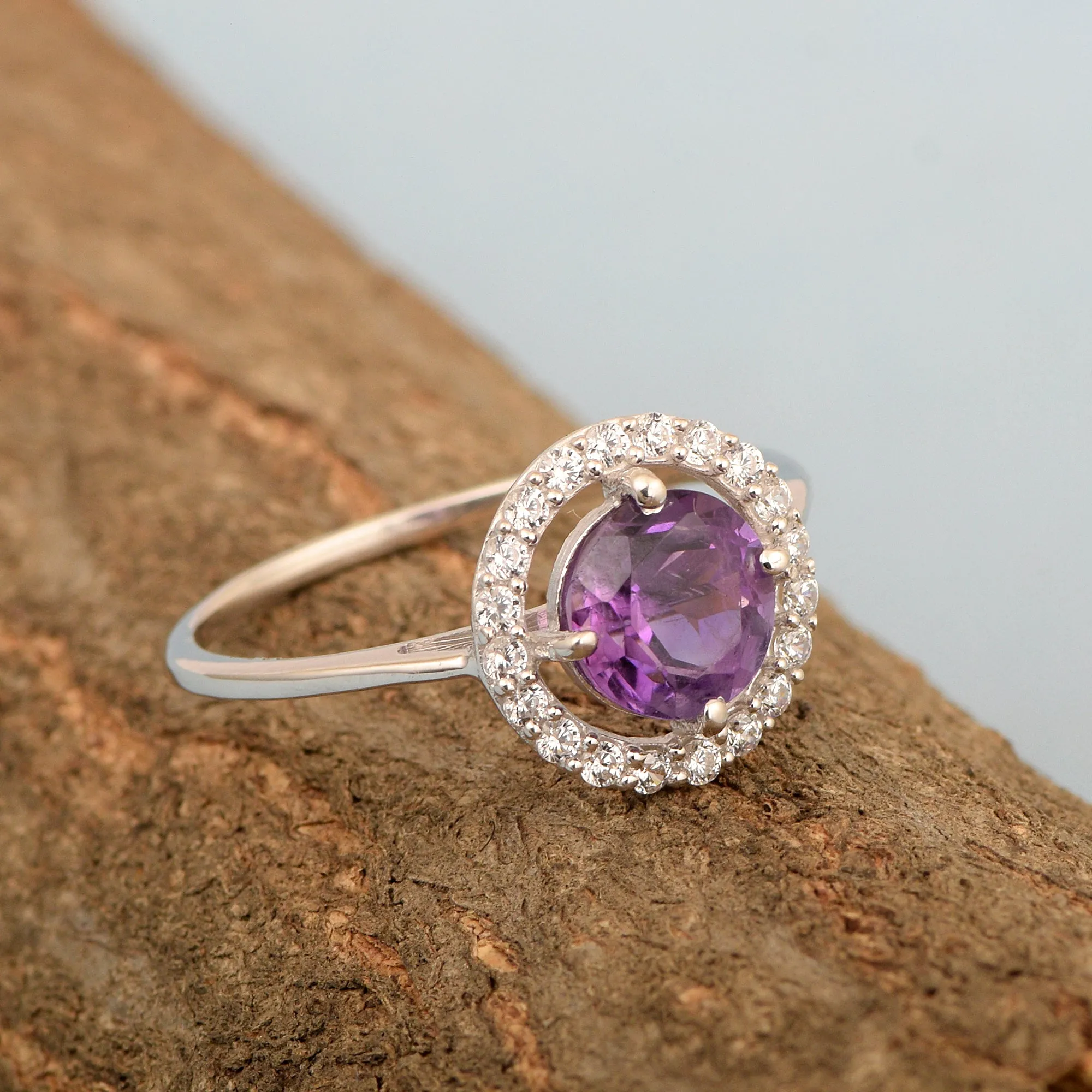 Solid 925 Sterling Silver Oval Cut 1 Ctw Solitaire Amethyst Engagement Ring