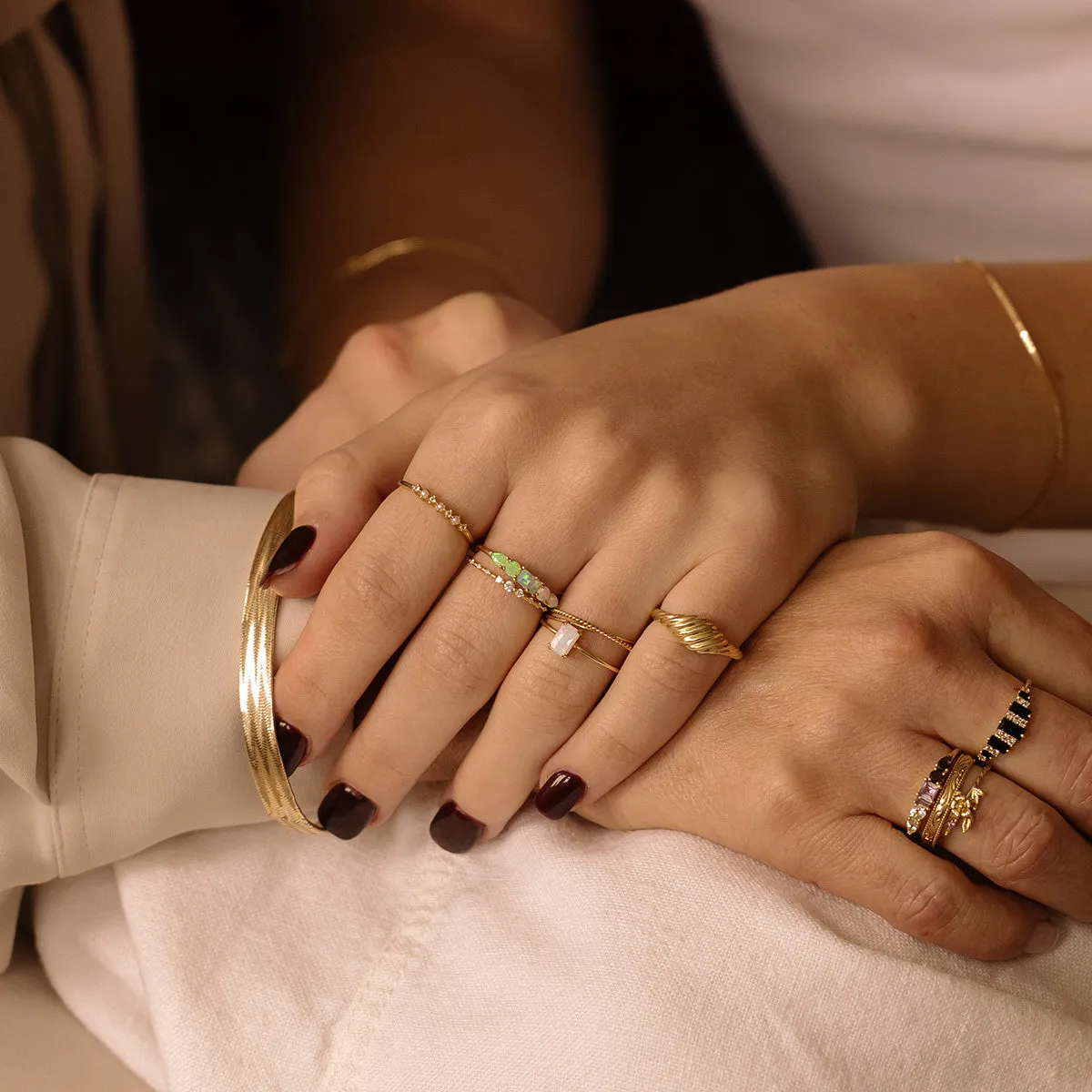 Solid Gold Crossover Ring Set