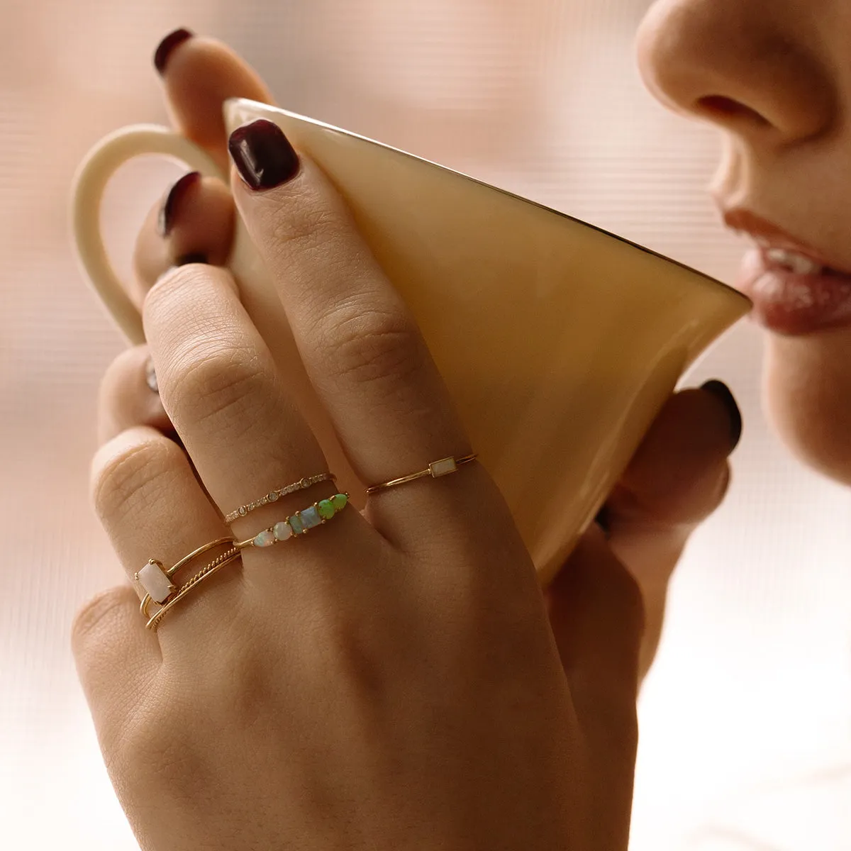 Solid Gold Crossover Ring Set