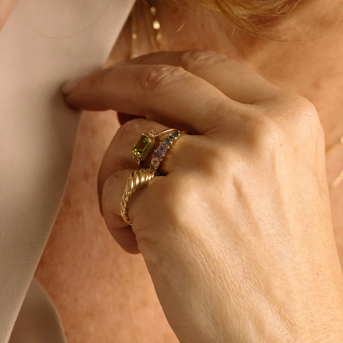 Solid Gold Twisted Signet Ring