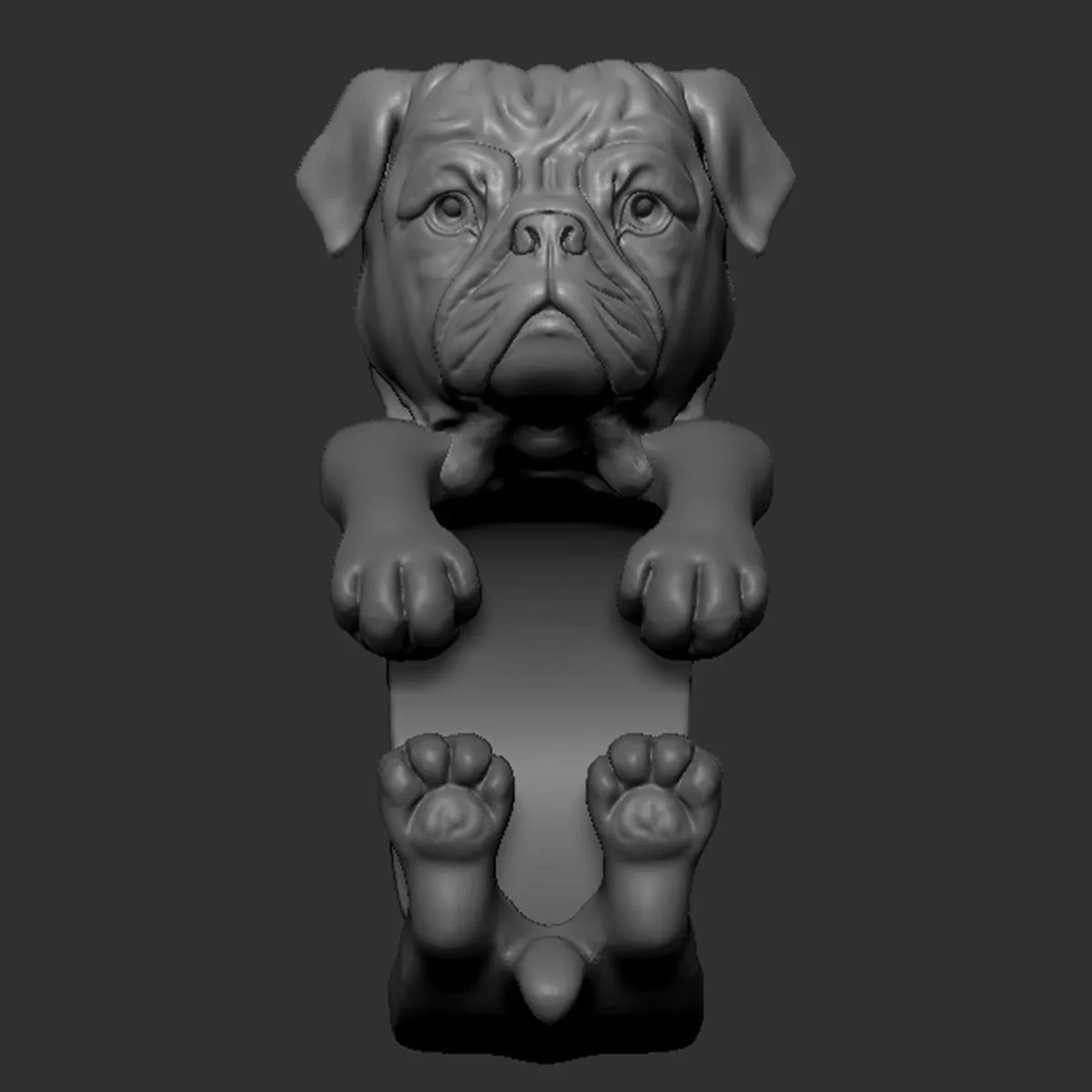 Solid Sterling Silver Pug Dog Adjustable Ring