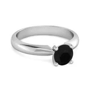 Solitaire 0.25 Cts Brilliant Cut Black Spinel 925 Silver Promise Ring