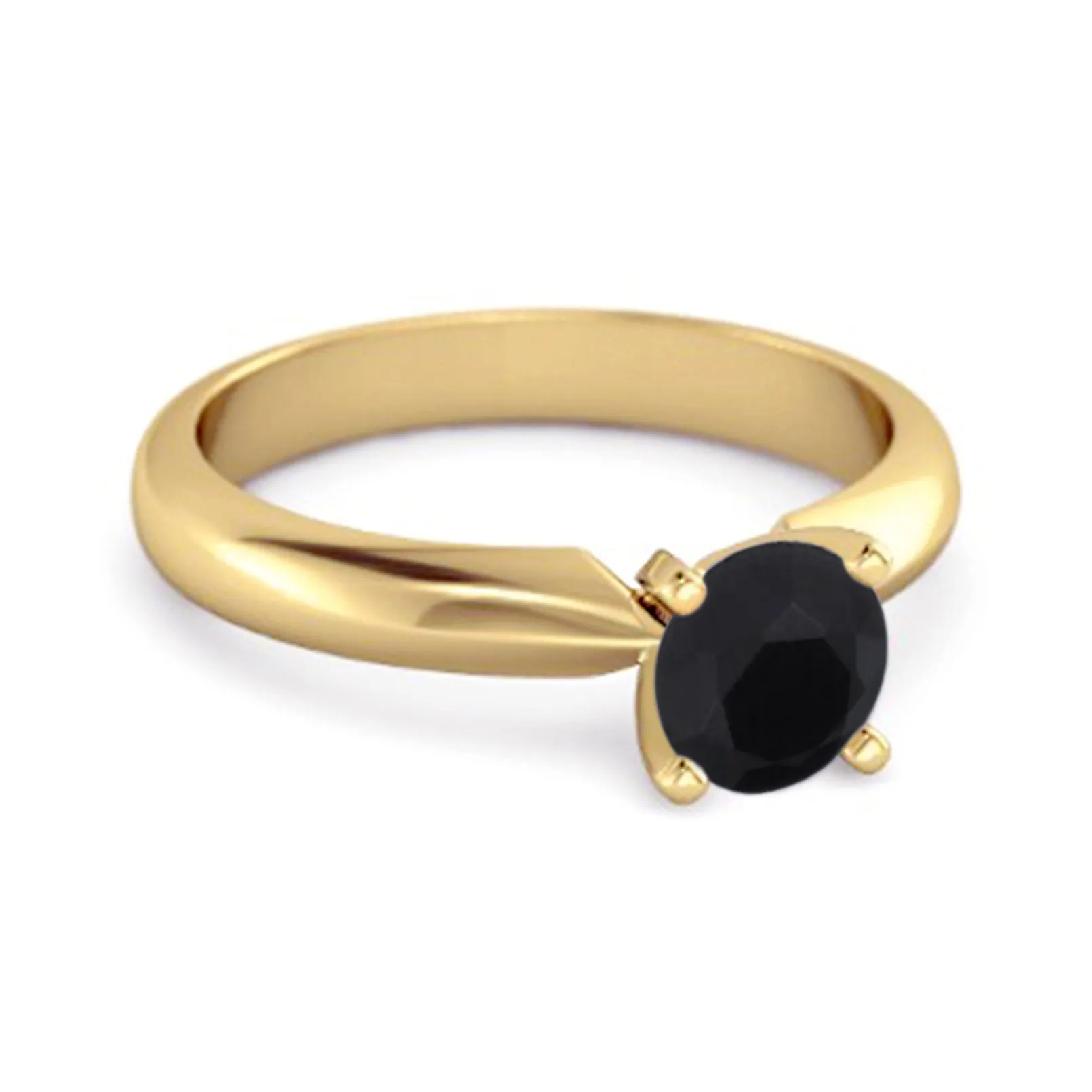 Solitaire 0.25 Cts Brilliant Cut Black Spinel 925 Silver Promise Ring