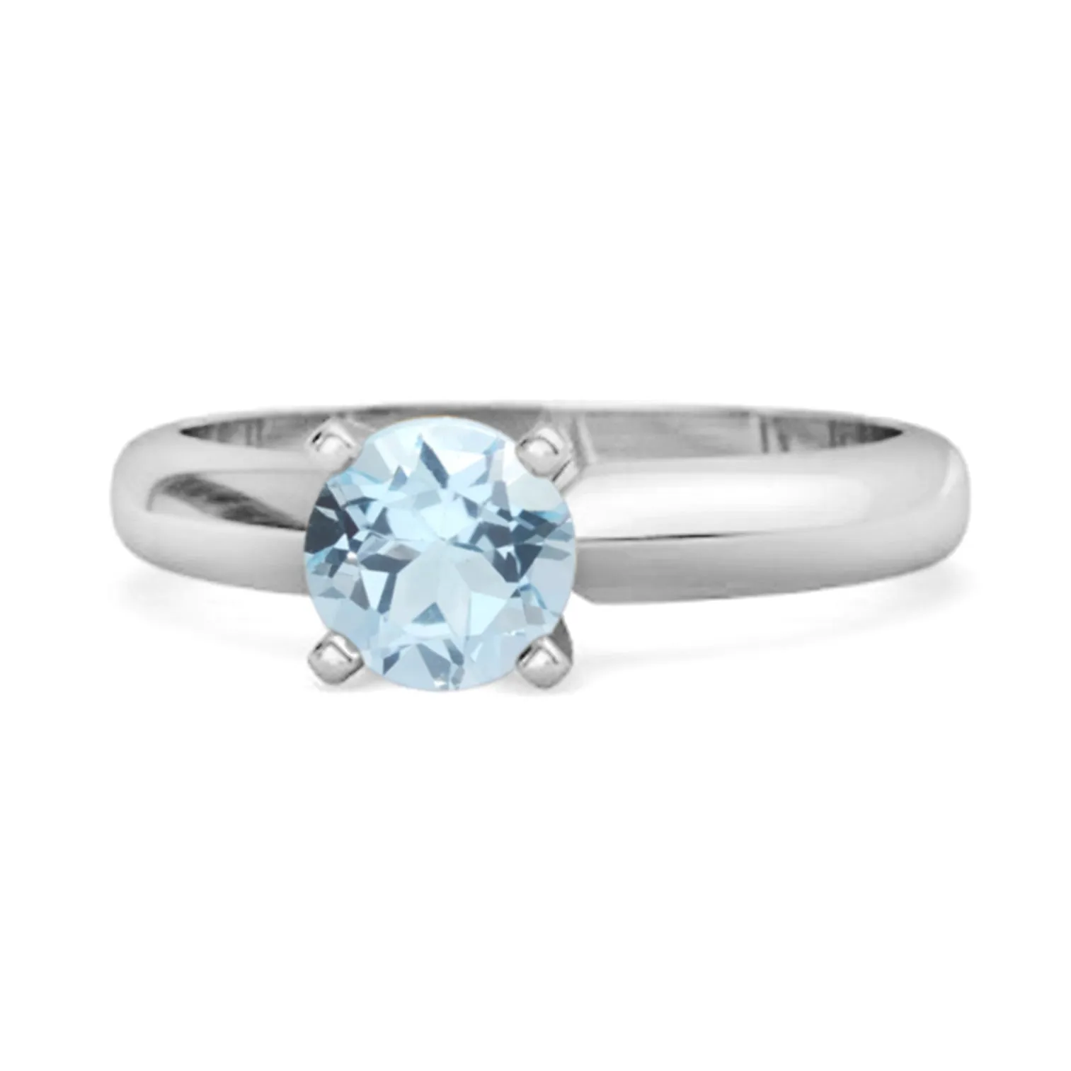 Solitaire 0.25 Cts Brilliant Cut Blue Topaz Sterling Silver Promise Ring