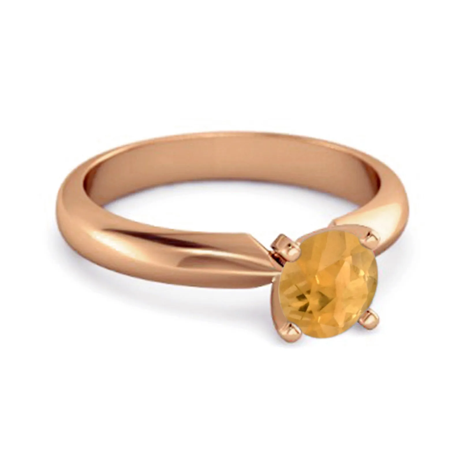 Solitaire 0.25 Cts Brilliant Cut Citrine 925 Silver Promise Ring