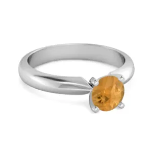 Solitaire 0.25 Cts Brilliant Cut Citrine 925 Silver Promise Ring
