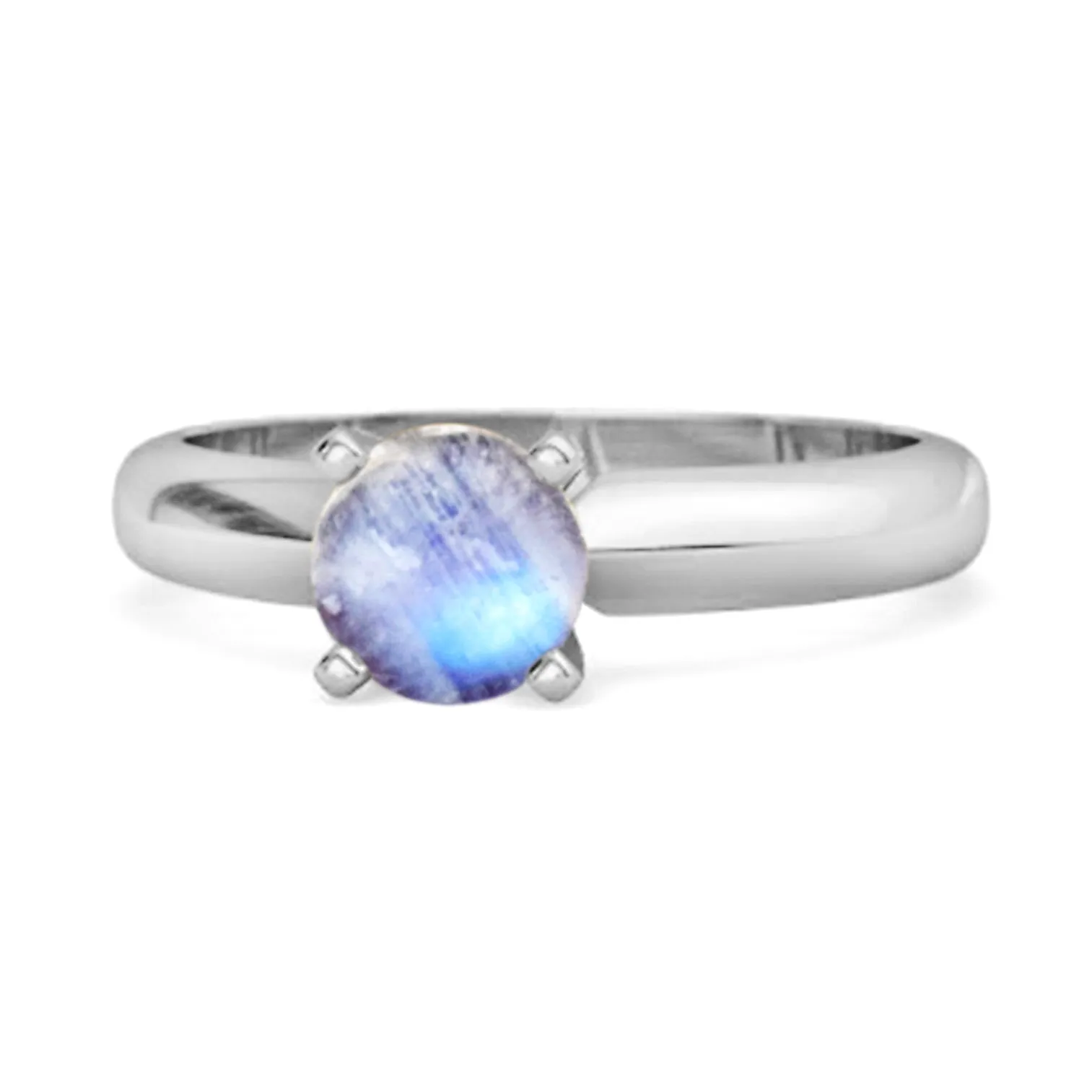 Solitaire 0.25 Cts Brilliant Cut Moonstone 925 Silver Promise Ring