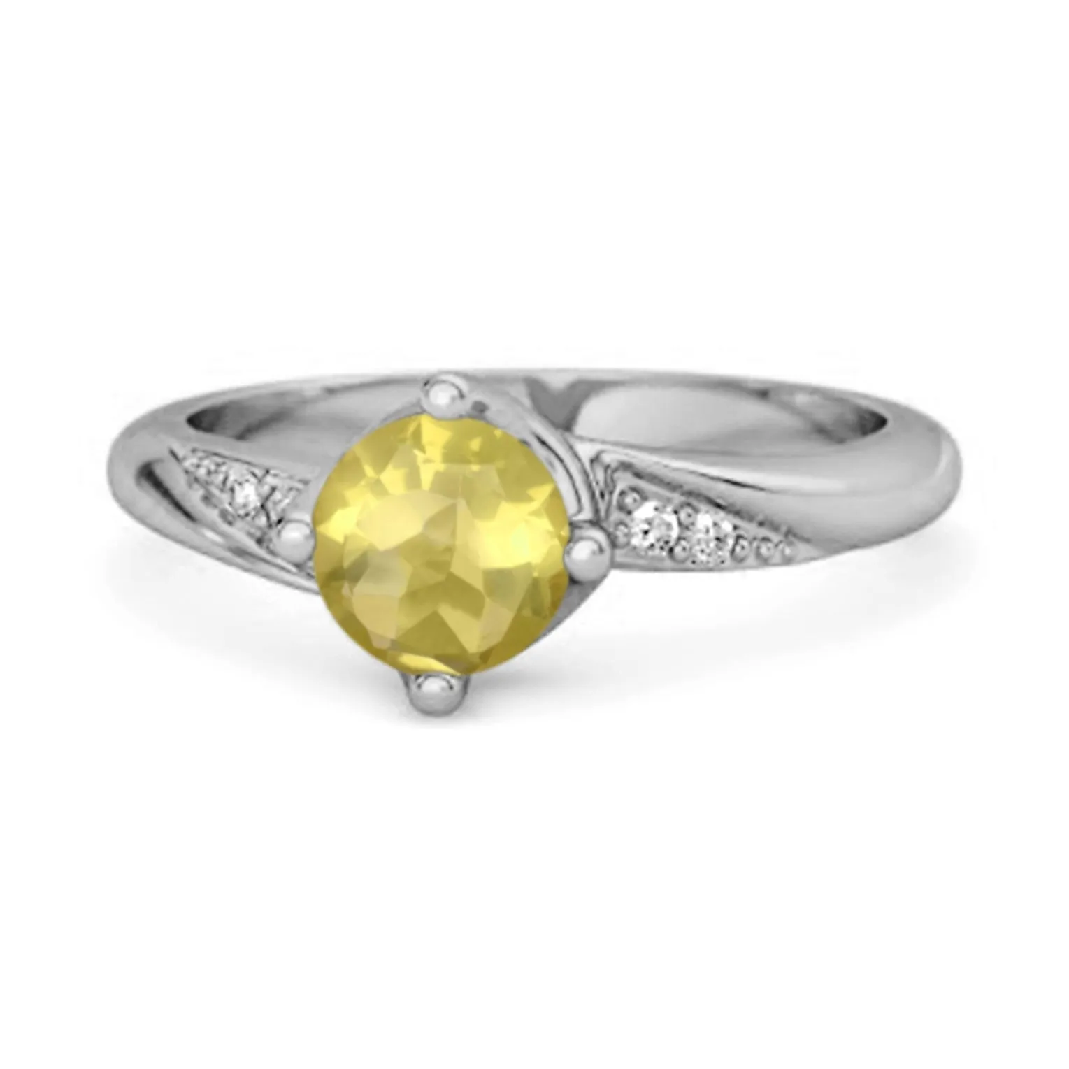 Solitaire 0.25 Ctw Lemon Quartz Accents 925 Sterling Silver Women Ring
