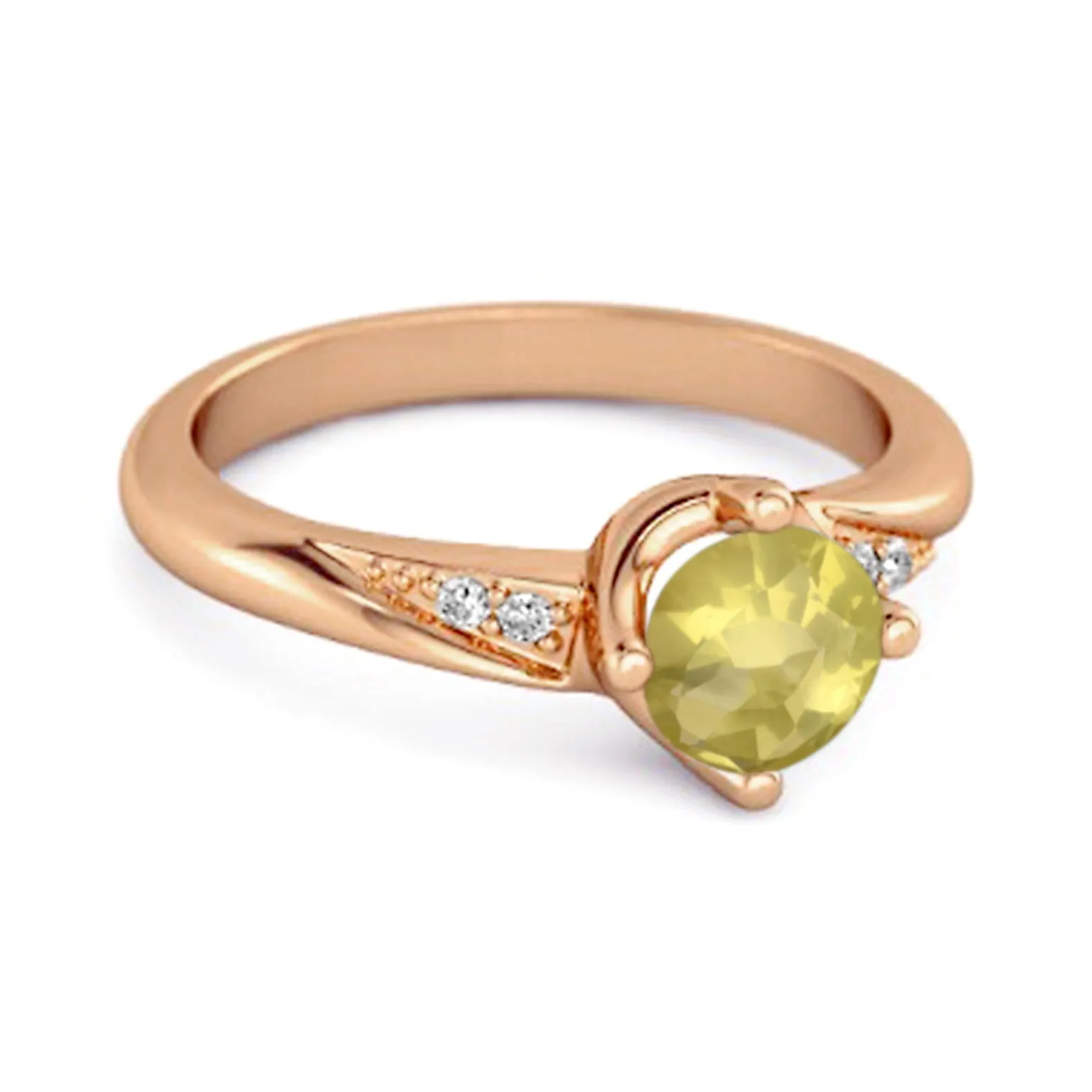 Solitaire 0.25 Ctw Lemon Quartz Accents 925 Sterling Silver Women Ring