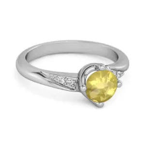 Solitaire 0.25 Ctw Lemon Quartz Accents 925 Sterling Silver Women Ring