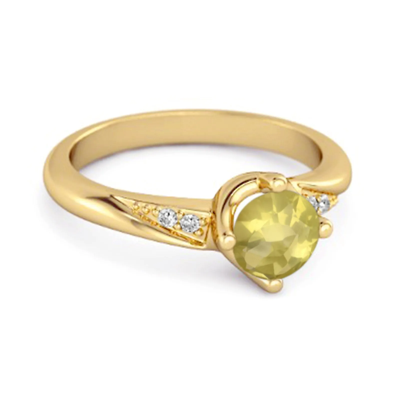 Solitaire 0.25 Ctw Lemon Quartz Accents 925 Sterling Silver Women Ring