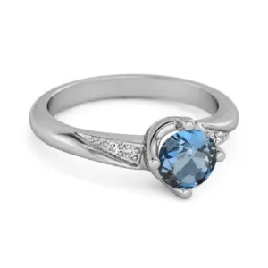 Solitaire 0.25 Ctw London Blue Topaz Accents 925 Sterling Silver Women Ring