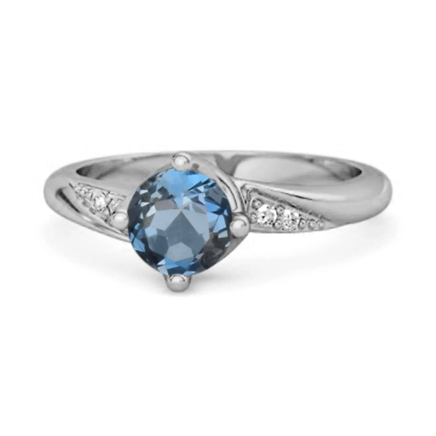 Solitaire 0.25 Ctw London Blue Topaz Accents 925 Sterling Silver Women Ring