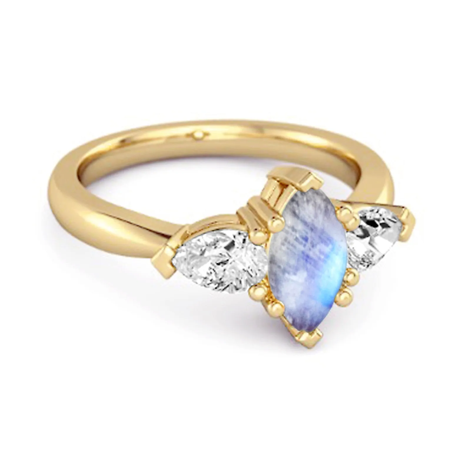 Solitaire 0.25 Ctw Marquise Cut Moonstone 925 Sterling Silver Ring