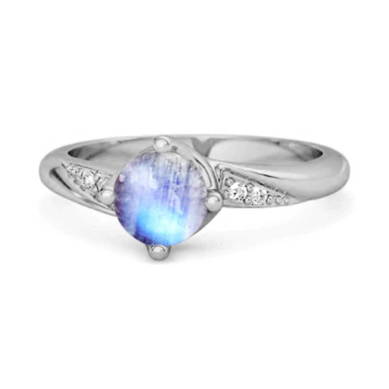 Solitaire 0.25 Ctw Moonstone Accents 925 Sterling Silver Women Ring