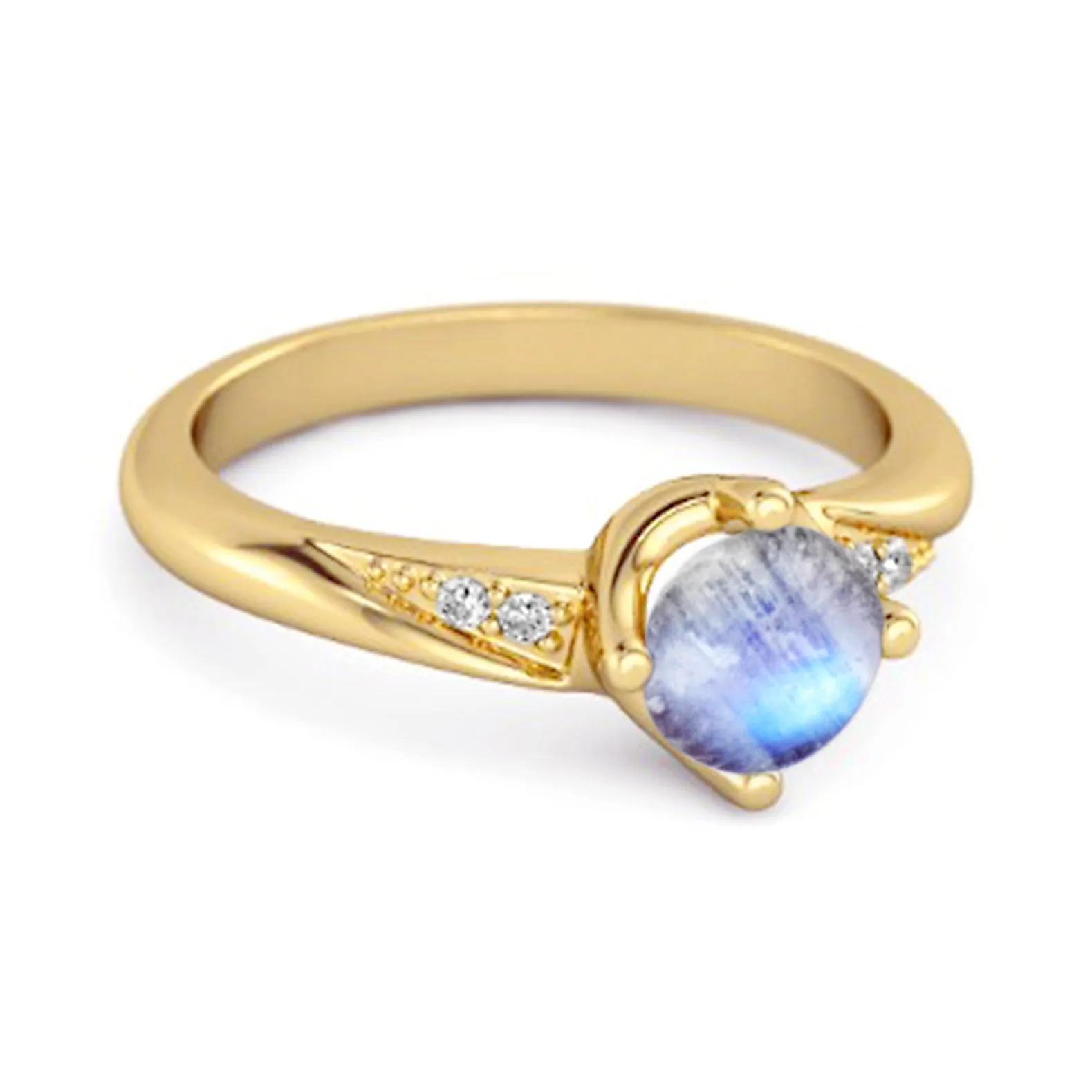 Solitaire 0.25 Ctw Moonstone Accents 925 Sterling Silver Women Ring