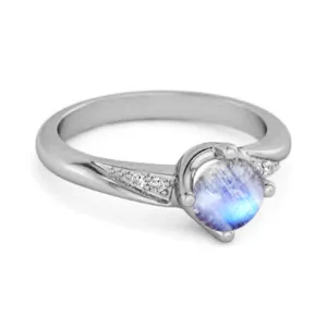 Solitaire 0.25 Ctw Moonstone Accents 925 Sterling Silver Women Ring