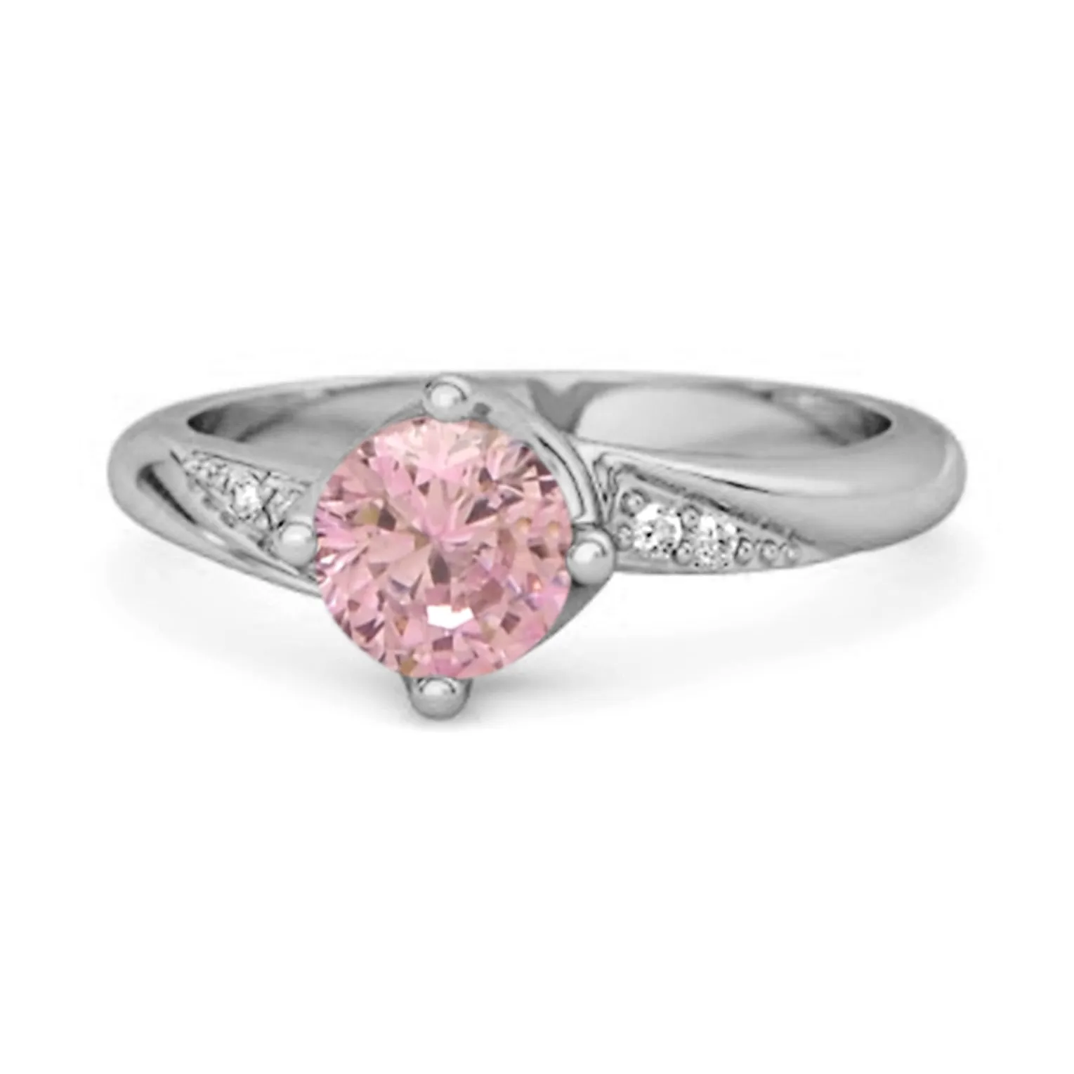 Solitaire 0.25 Ctw Pink Zirconia Accents 925 Sterling Silver Women Ring