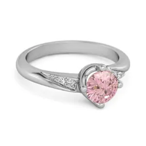 Solitaire 0.25 Ctw Pink Zirconia Accents 925 Sterling Silver Women Ring