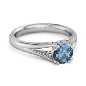 Solitaire 0.25 Ctw Round London Blue Topaz 925 Sterling Silver Split Ring
