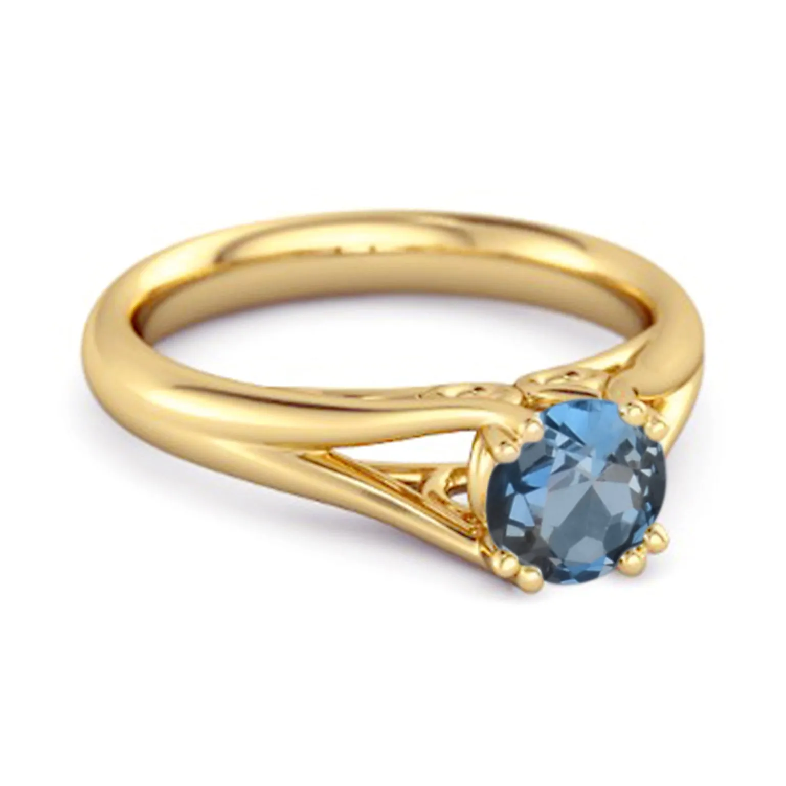 Solitaire 0.25 Ctw Round London Blue Topaz 925 Sterling Silver Split Ring