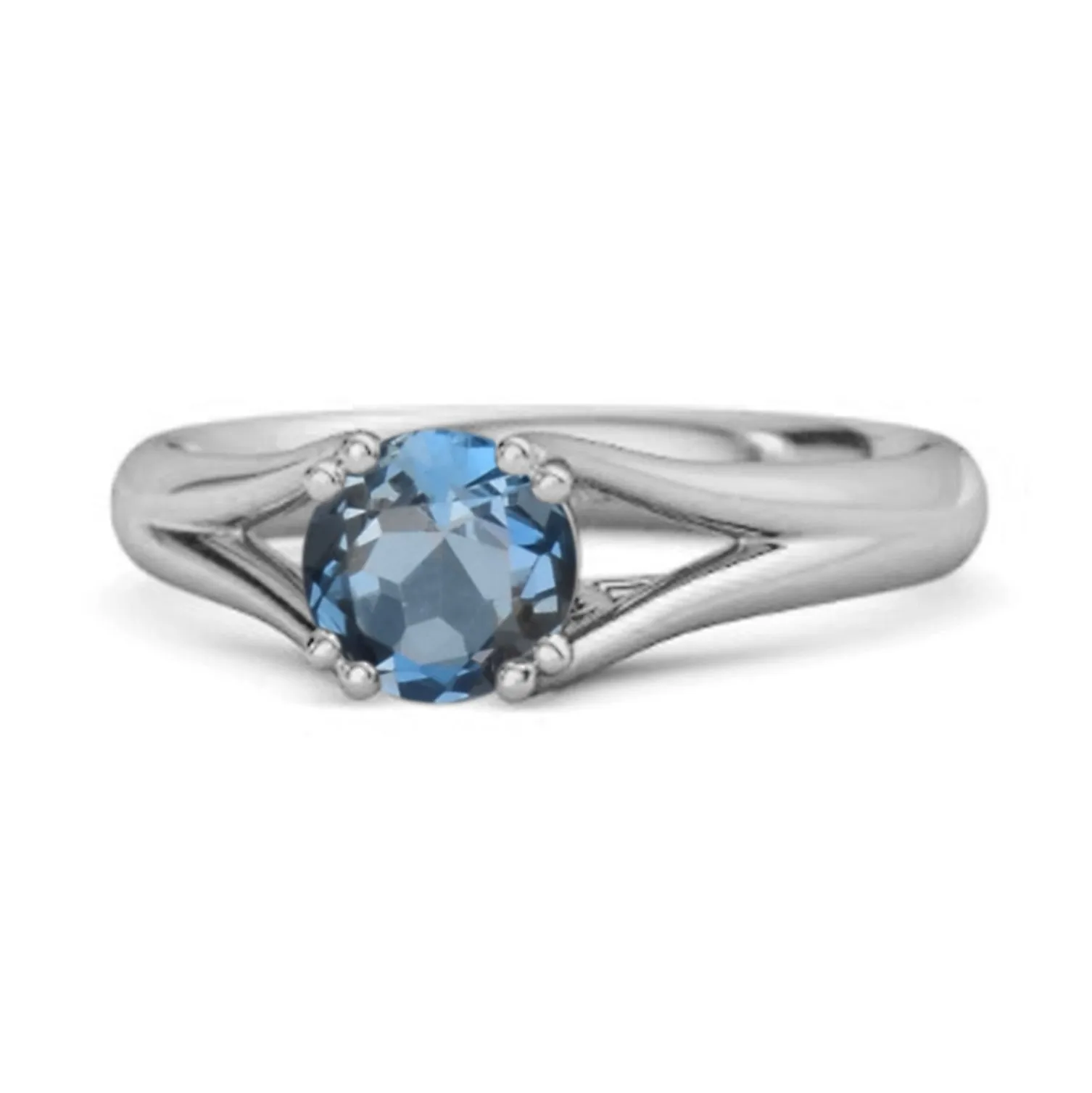 Solitaire 0.25 Ctw Round London Blue Topaz 925 Sterling Silver Split Ring