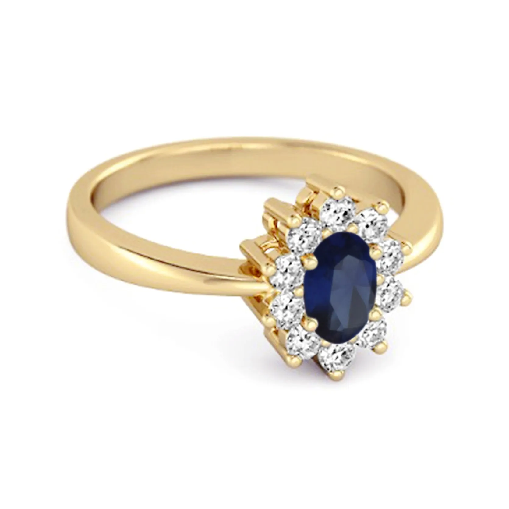 Solitaire 1.50 Cts Blue Sapphire 925 Sterling Silver Halo Accent Ring