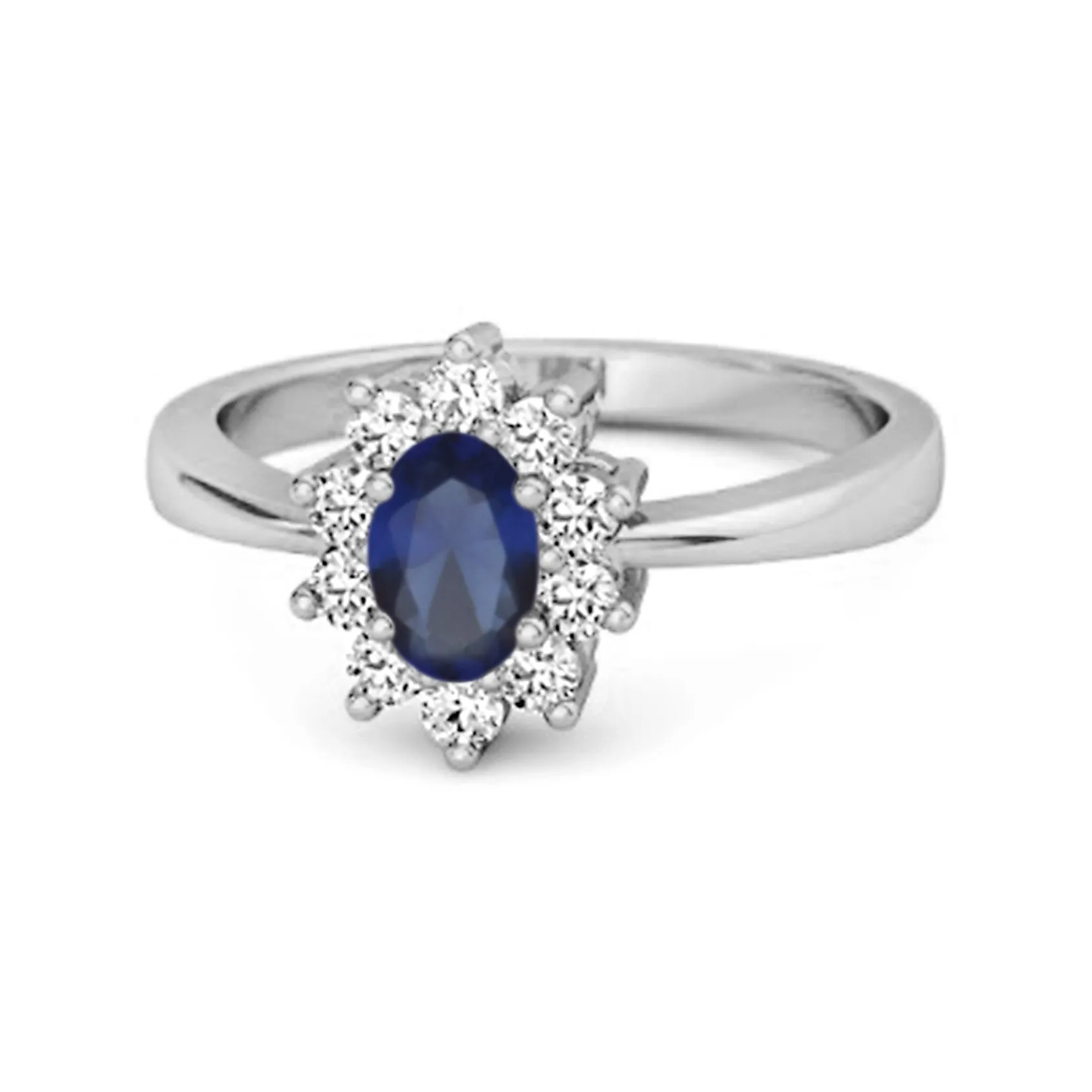 Solitaire 1.50 Cts Blue Sapphire 925 Sterling Silver Halo Accent Ring