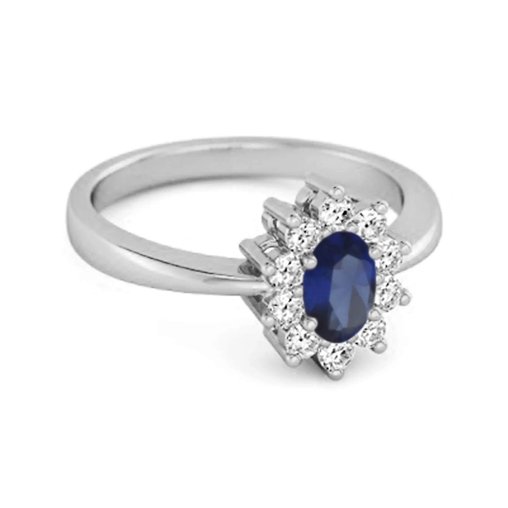 Solitaire 1.50 Cts Blue Sapphire 925 Sterling Silver Halo Accent Ring