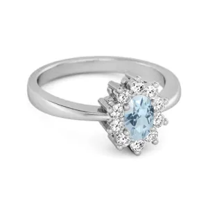 Solitaire 1.50 Cts Blue Topaz 925 Sterling Silver Halo Accent Ring