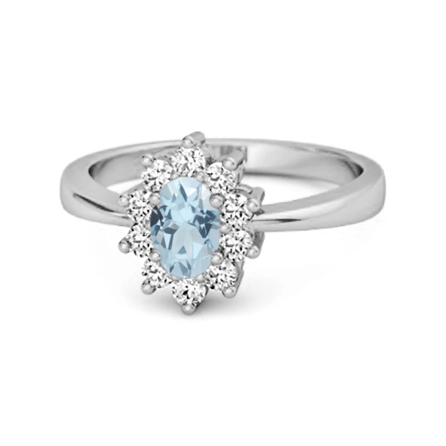 Solitaire 1.50 Cts Blue Topaz 925 Sterling Silver Halo Accent Ring