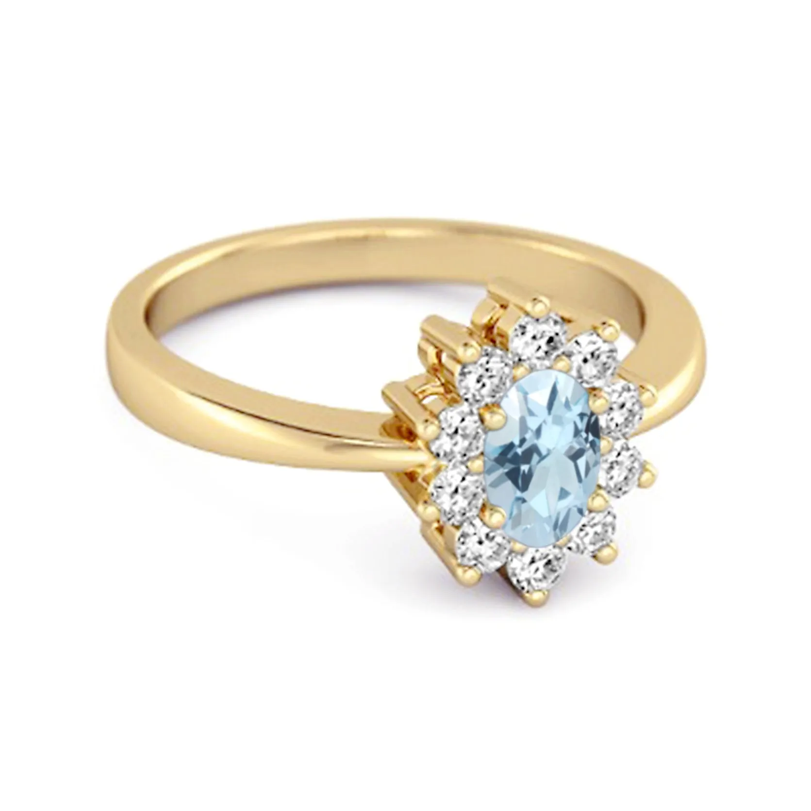 Solitaire 1.50 Cts Blue Topaz 925 Sterling Silver Halo Accent Ring