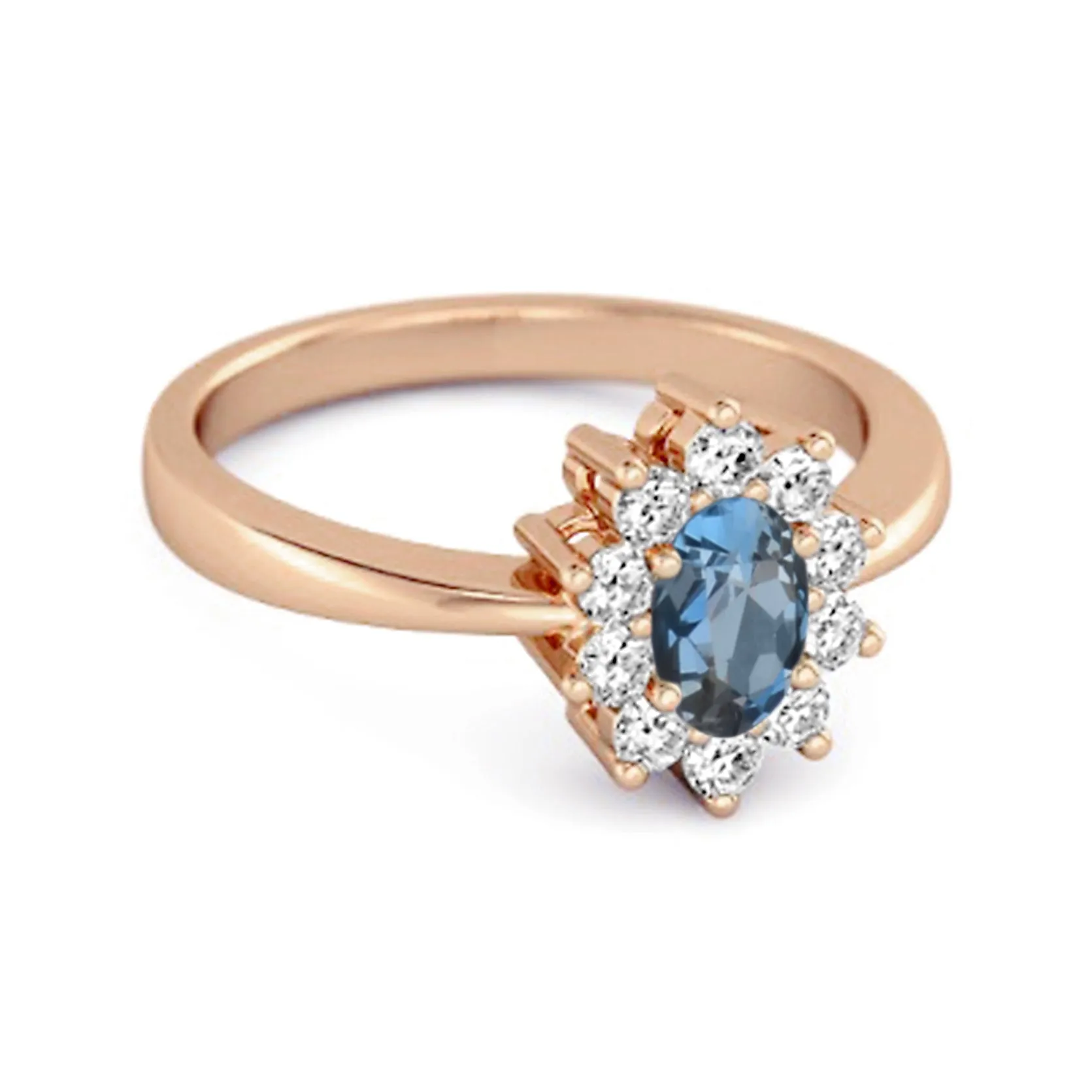 Solitaire 1.50 Cts London Blue Topaz 925 Sterling Silver Halo Accent Ring