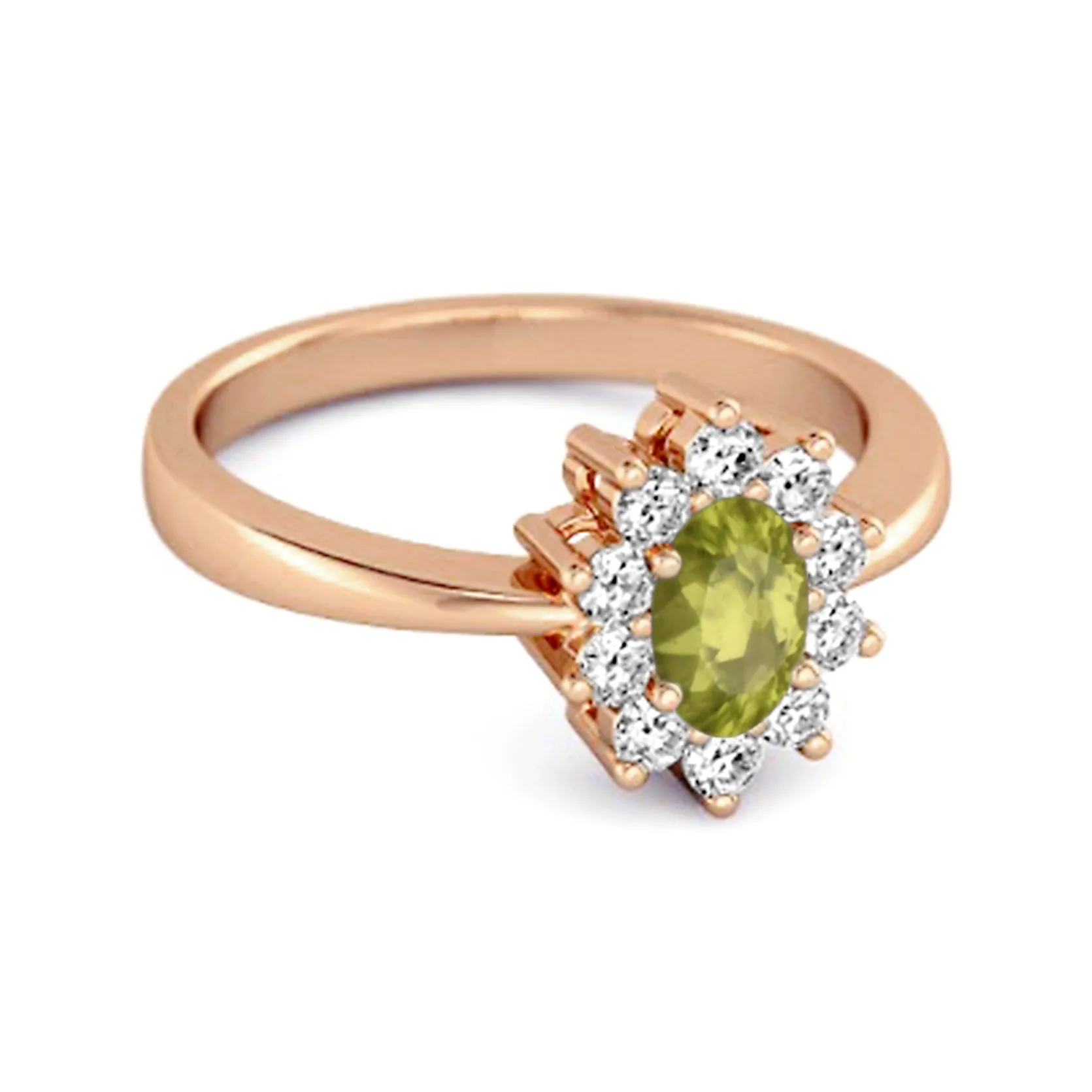 Solitaire 1.50 Cts Peridot 925 Sterling Silver Halo Accent Ring