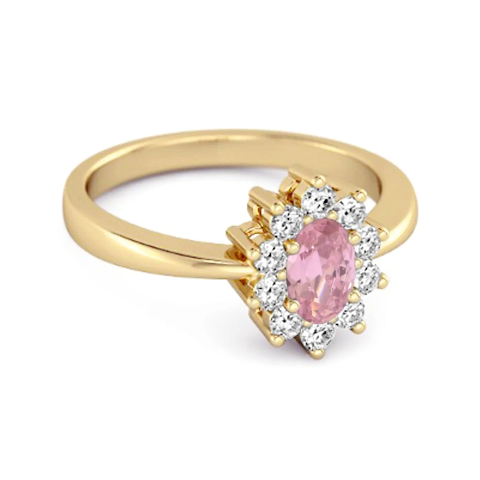 Solitaire 1.50 Cts Pink Zirconia 925 Sterling Silver Halo Accent Ring